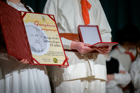 Podelitev priznanja - Starejša otroška folklorna skupina OŠ Metlika - Osrednja obcinska prireditev ob slovenskem kulturnem prazniku